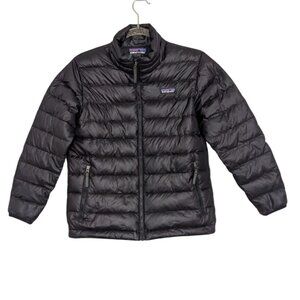 Patagonia Down Sweater Boys Size Small Black Lightweight Full Zip Puffer Jacket